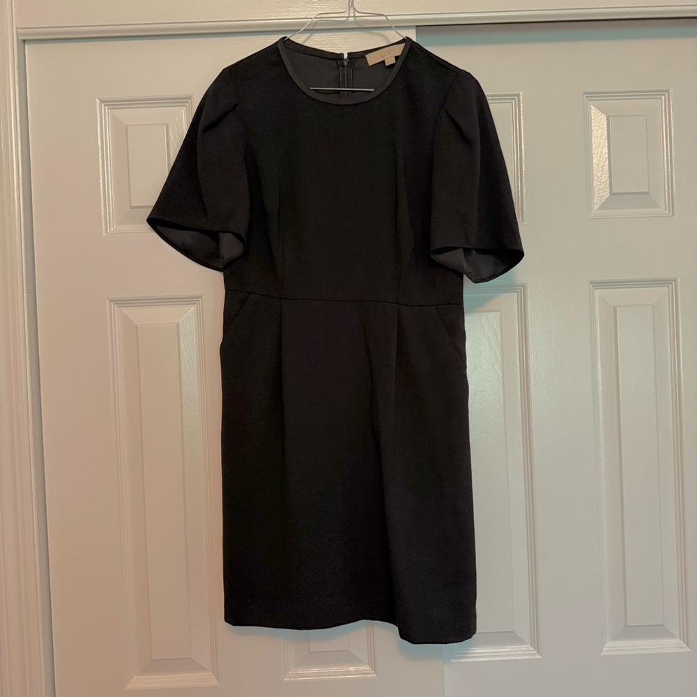 LOFT Black Sheath Mini Dress with Raglan Sleeves